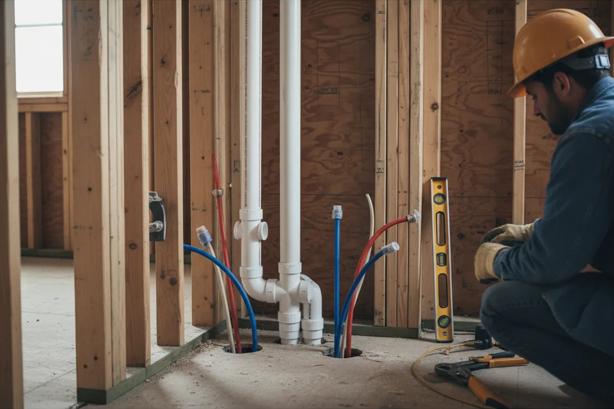 Drain and supply rough-in during Leak Detection in Moro